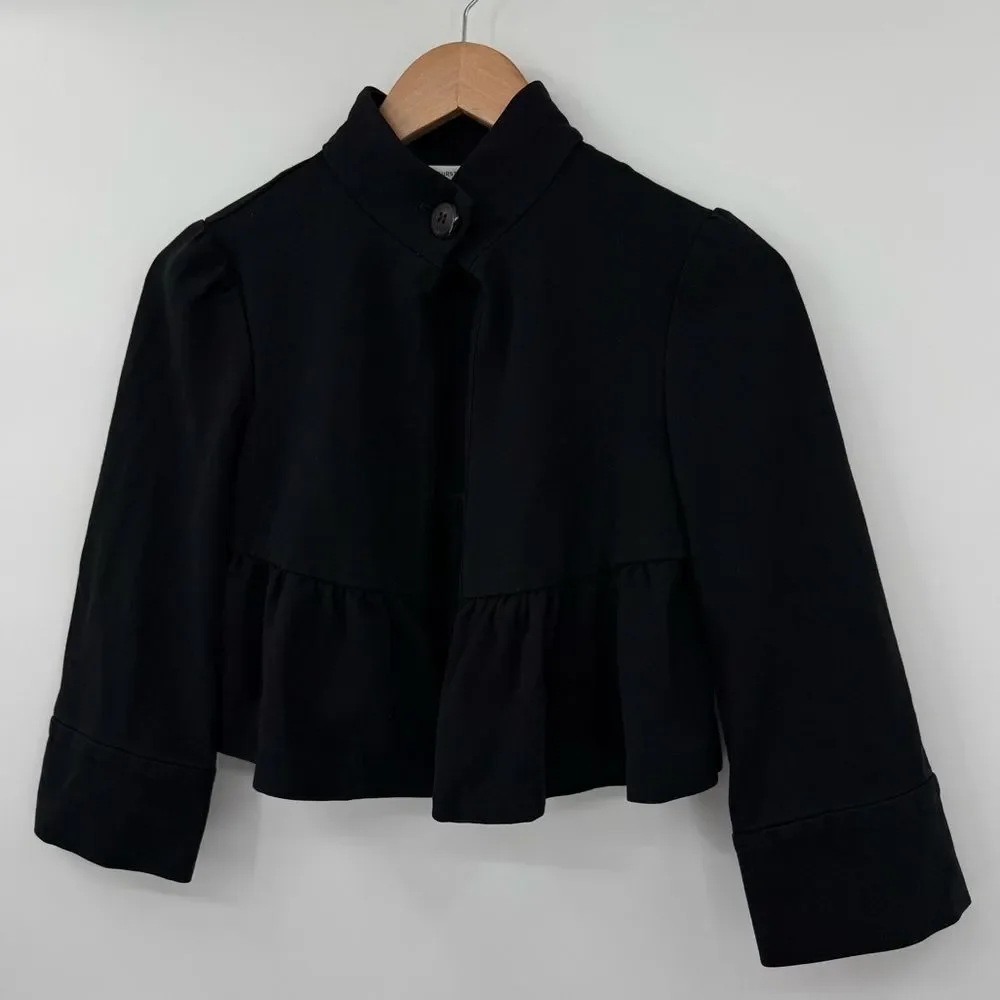 Diane Von Furstenberg Nedia Cropped Peplum Jacket in Black | Size 6 - Picture 3 of 6